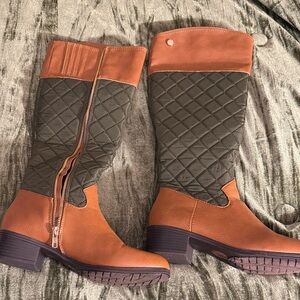 Nautica Quilted Brown and Army Green Women's Boots